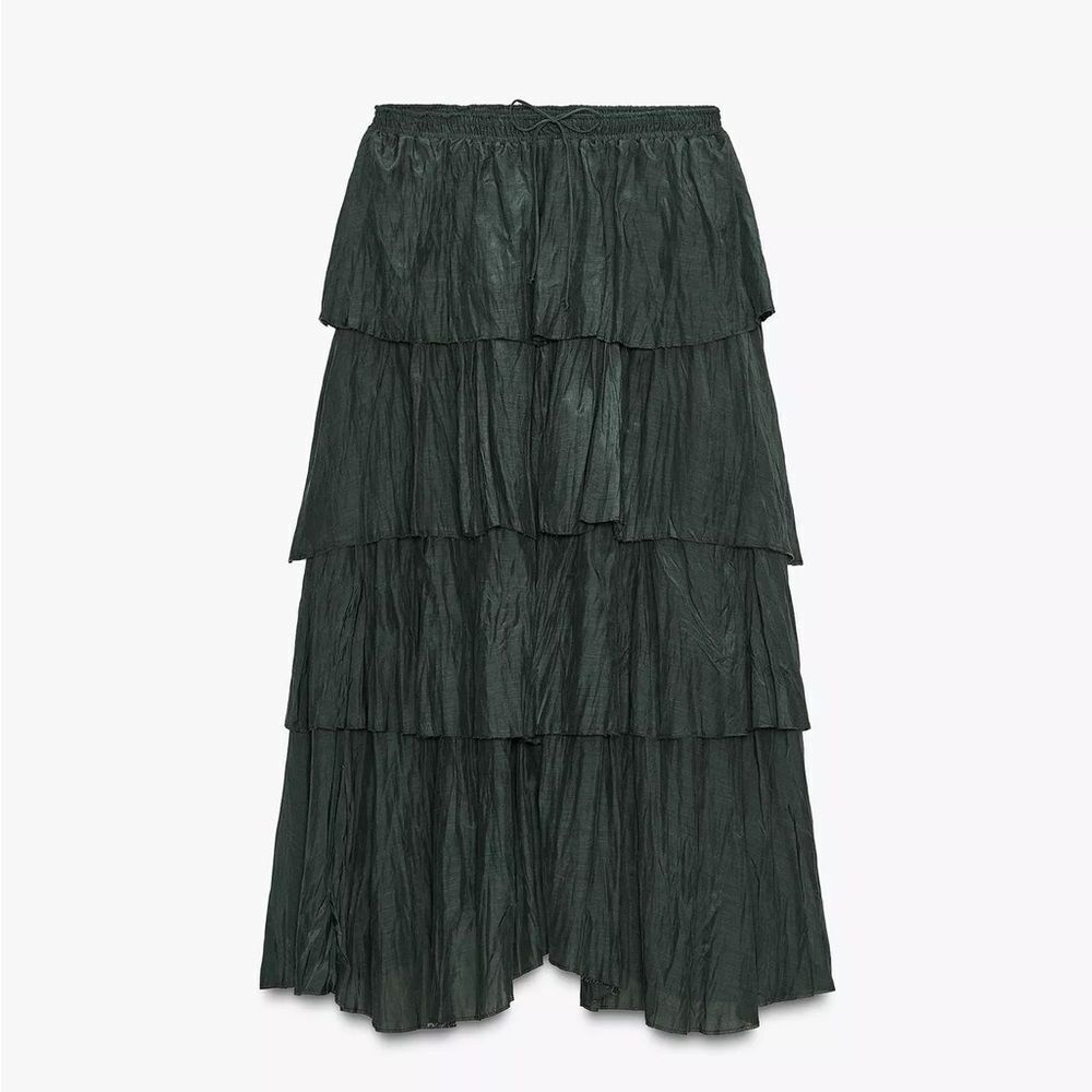 ZARA BOHO RUFFLED MIDI SKIRT ZW COLLECTION - Picture 7 of 10